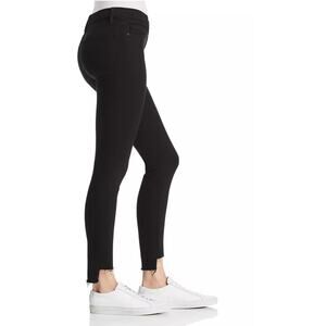 Frame Le Skinny De Jeanne Raw Stagger Mid Rise Jeans Film Noir Black 27 Stretchy